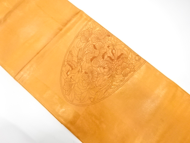 JAPANESE KIMONO / ANTIQUE FUKURO OBI / SILK / SAGARA KNOTS / CAMELLIA